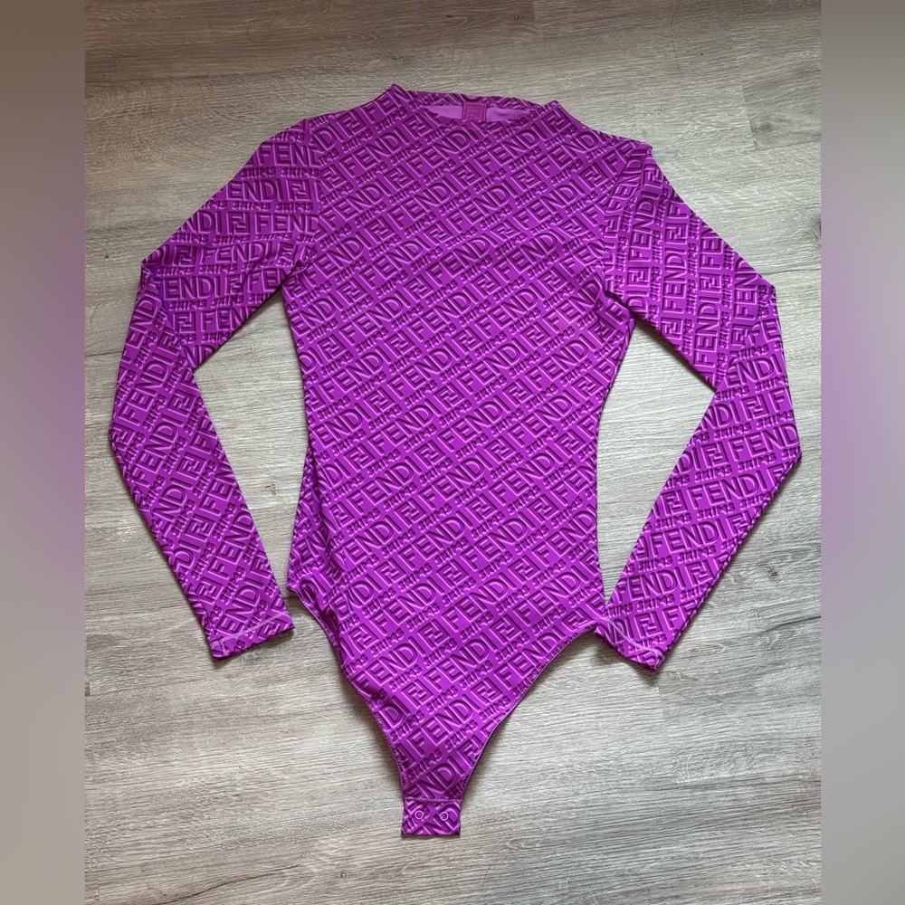 Fendi x Skims Mock Neck Long Sleeve Bodysuit - Colorado Purple